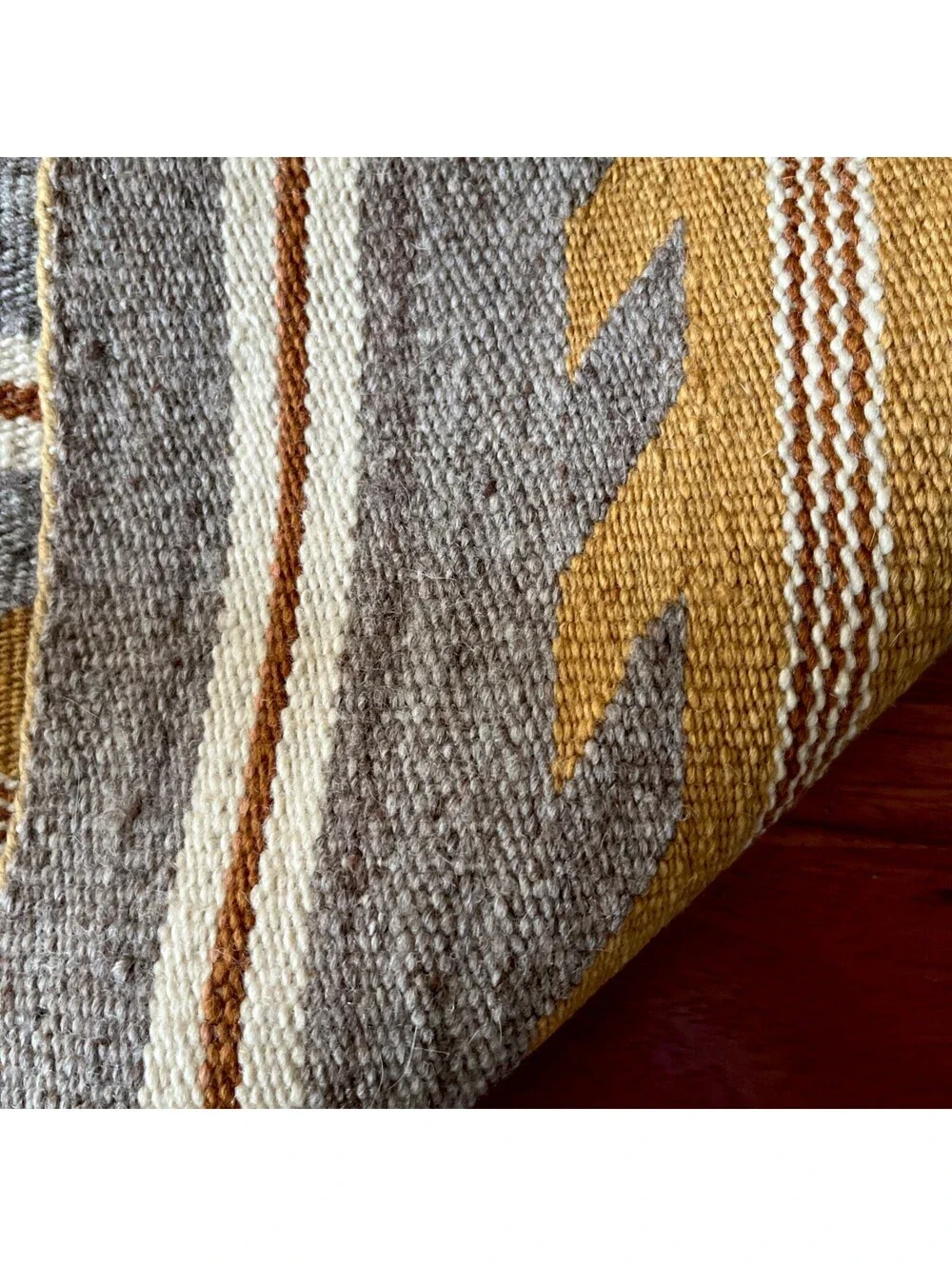 Vintage Navajo Rug Hand Woven Wool Chinle Wide Ruins Banded Textile Southwestern